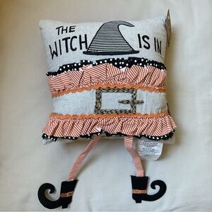 Witch Crafters “The Witch is In” Halloween Decorative Pillow with Dangly Legs